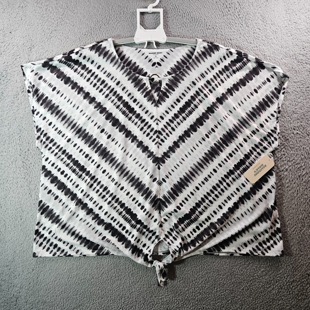 NWT Allison Daley Top Women 3X Stretch White Gray Black Comfy